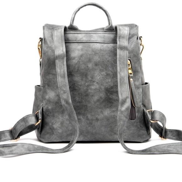 Luxe Vegan Leather Colorful Strap Backpack Shoulder bag - Picture 11 of 11